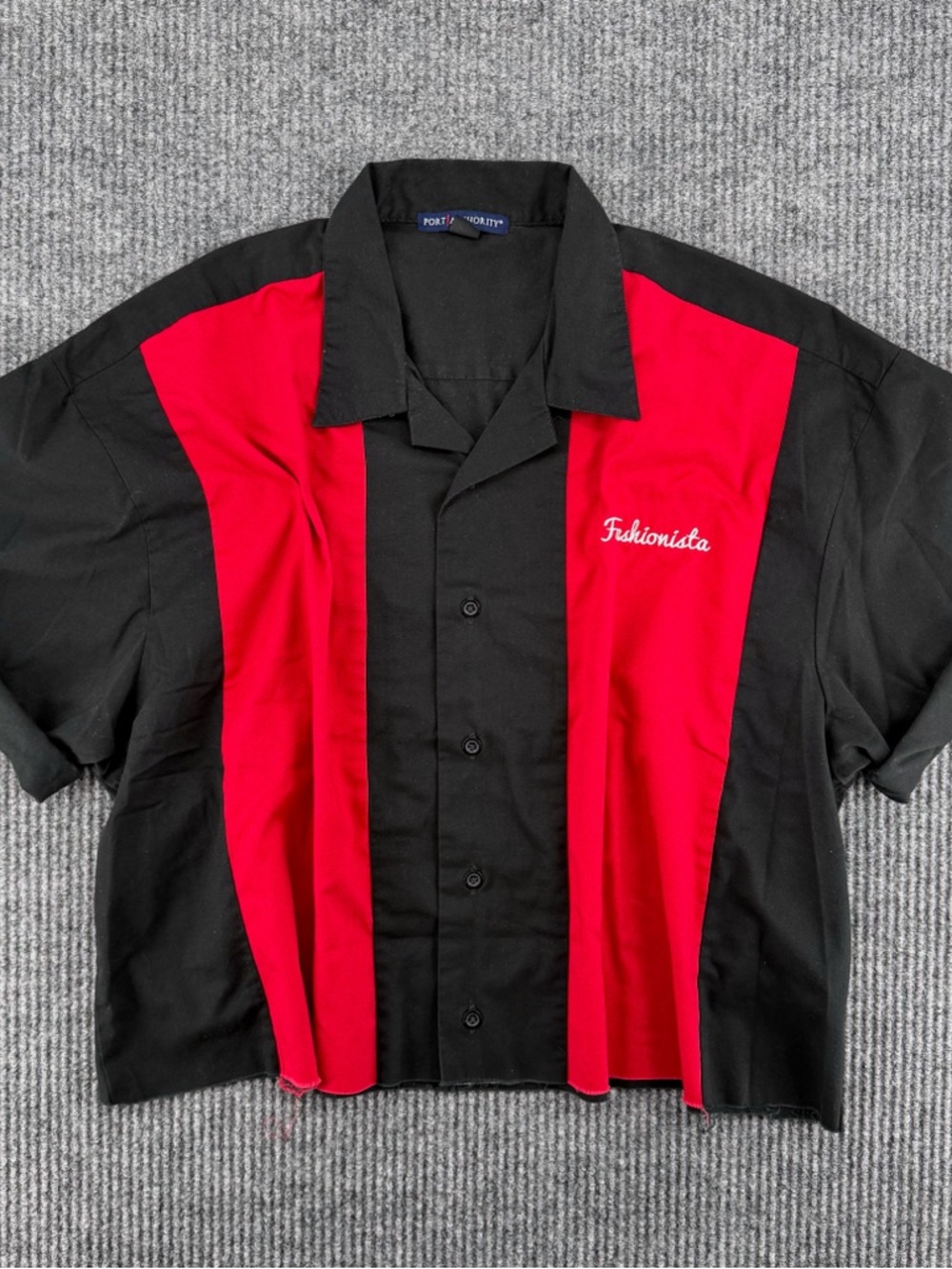 Y2K Cropped Boxy Bowling Shirt Men's 2X Embroidered Oversized Streetwear